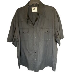 Coevals Club Men's Short Sleeve Casual Western Gray Snap Buttons Shirt 3XL